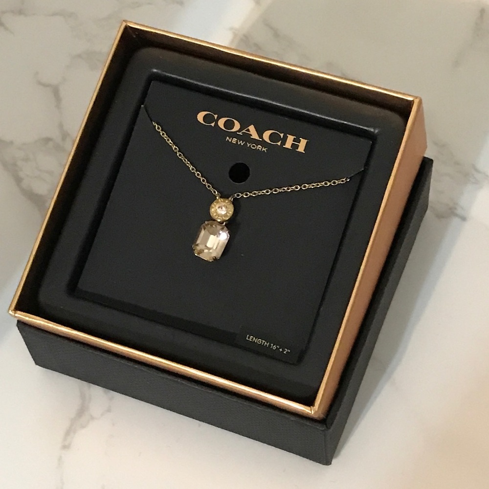BNWT Coach yellow stone necklace with box